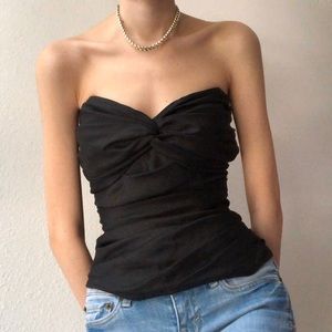 Vintage Y2K 90’s Black Bustier Tube Top 0 XS